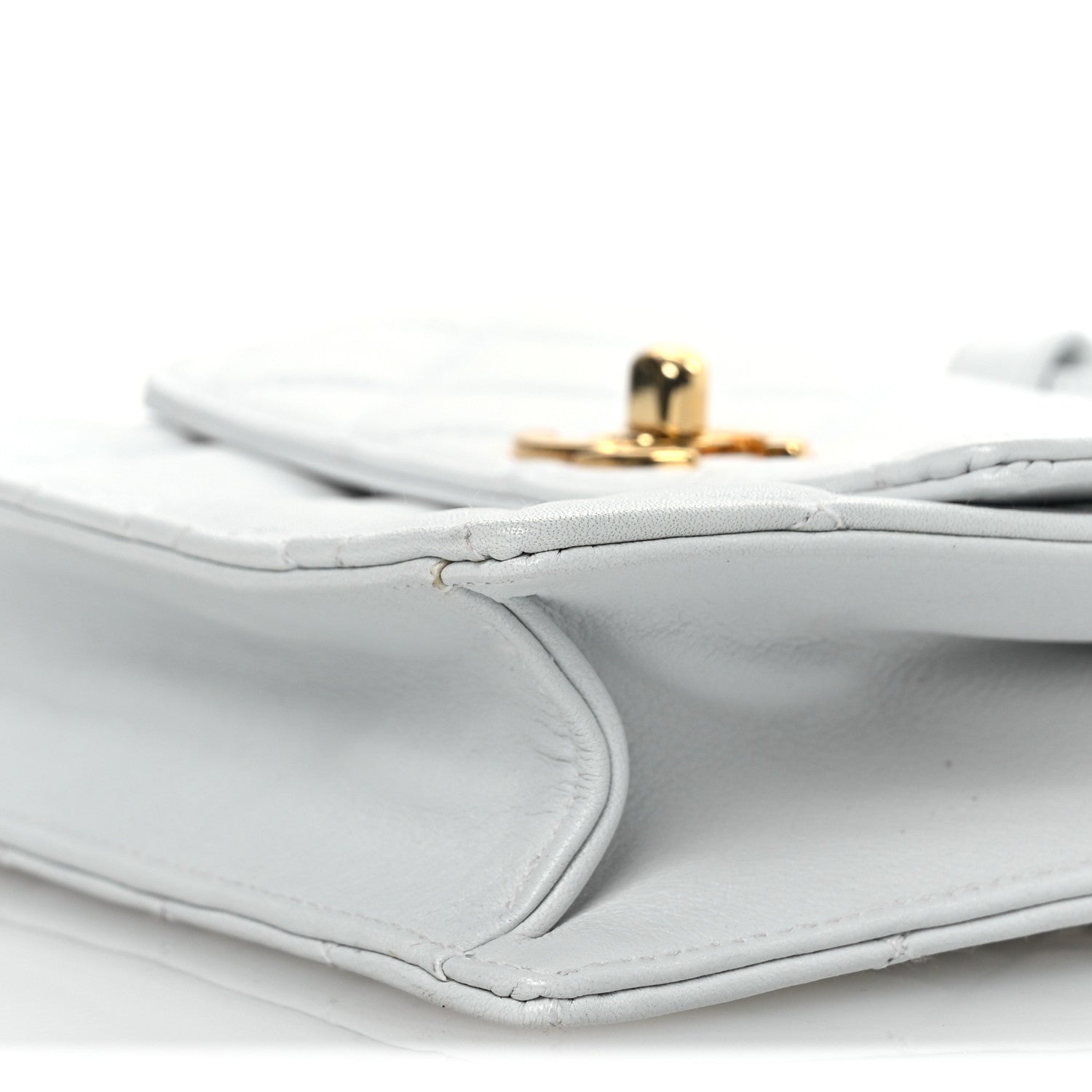 Lambskin Quilted Flap Waist Belt Bag 75 30 White