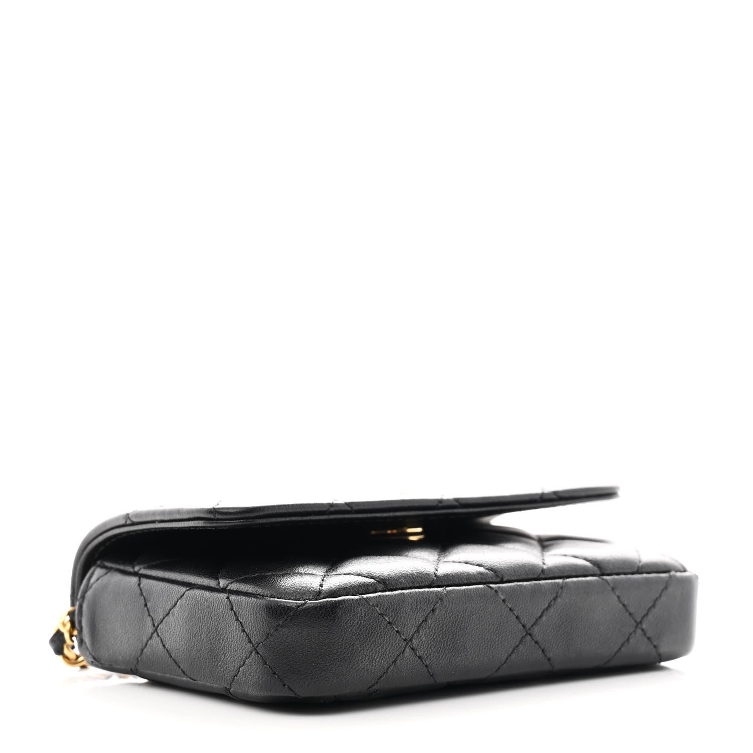 Lambskin Enamel Quilted Coco Hearts Clutch With Chain Black