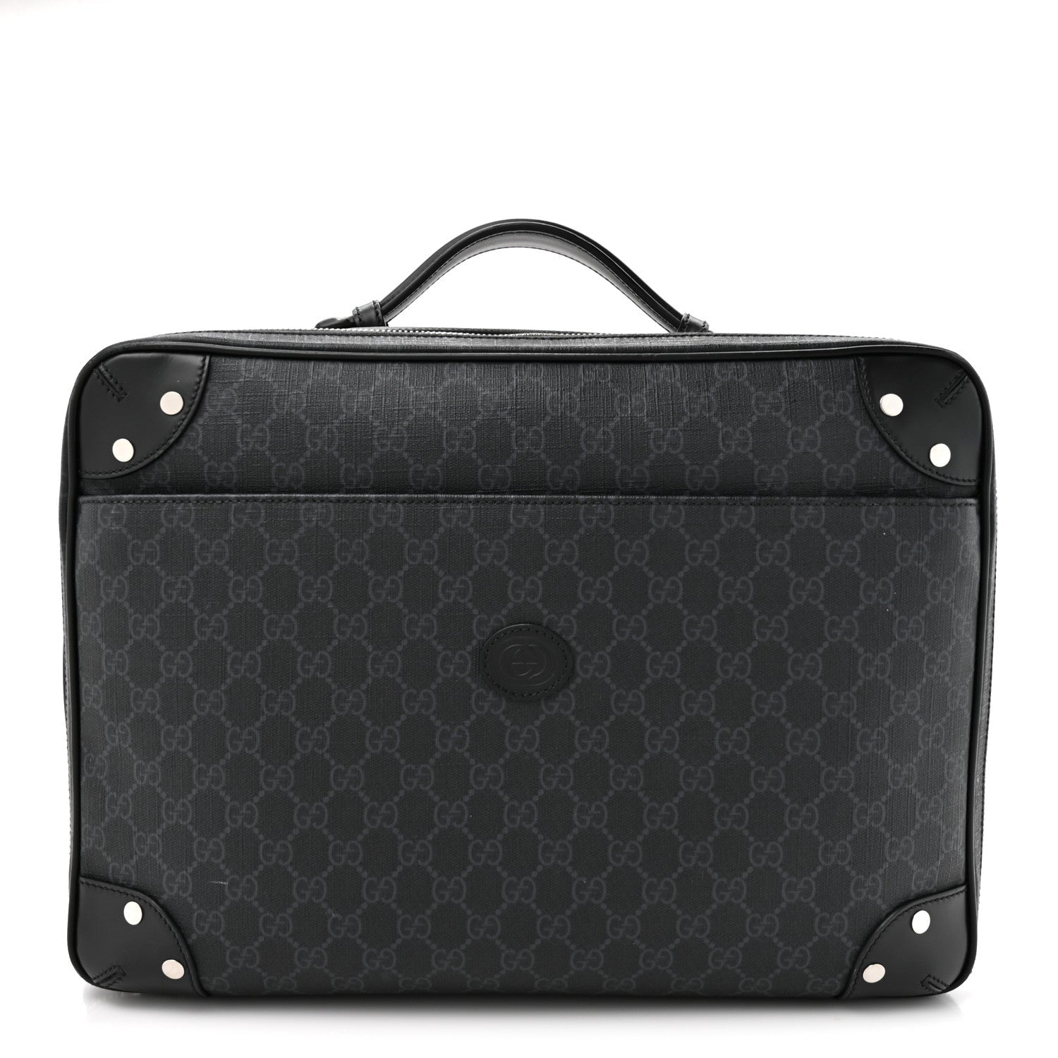 GG Supreme Monogram Briefcase Backpack Black Grey