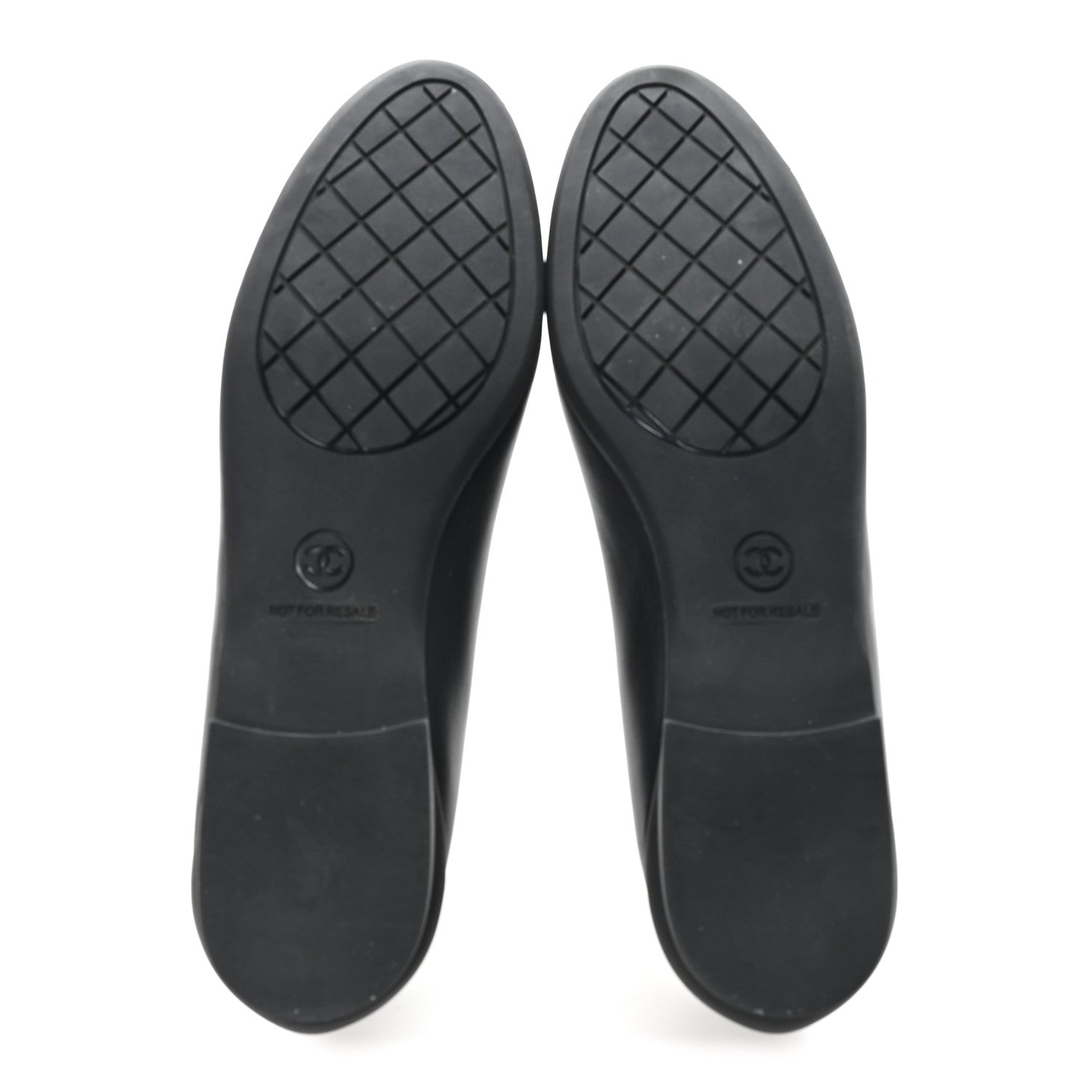 Lambskin Cap Toe CC Uniform Ballerina Flats 37.5 Black