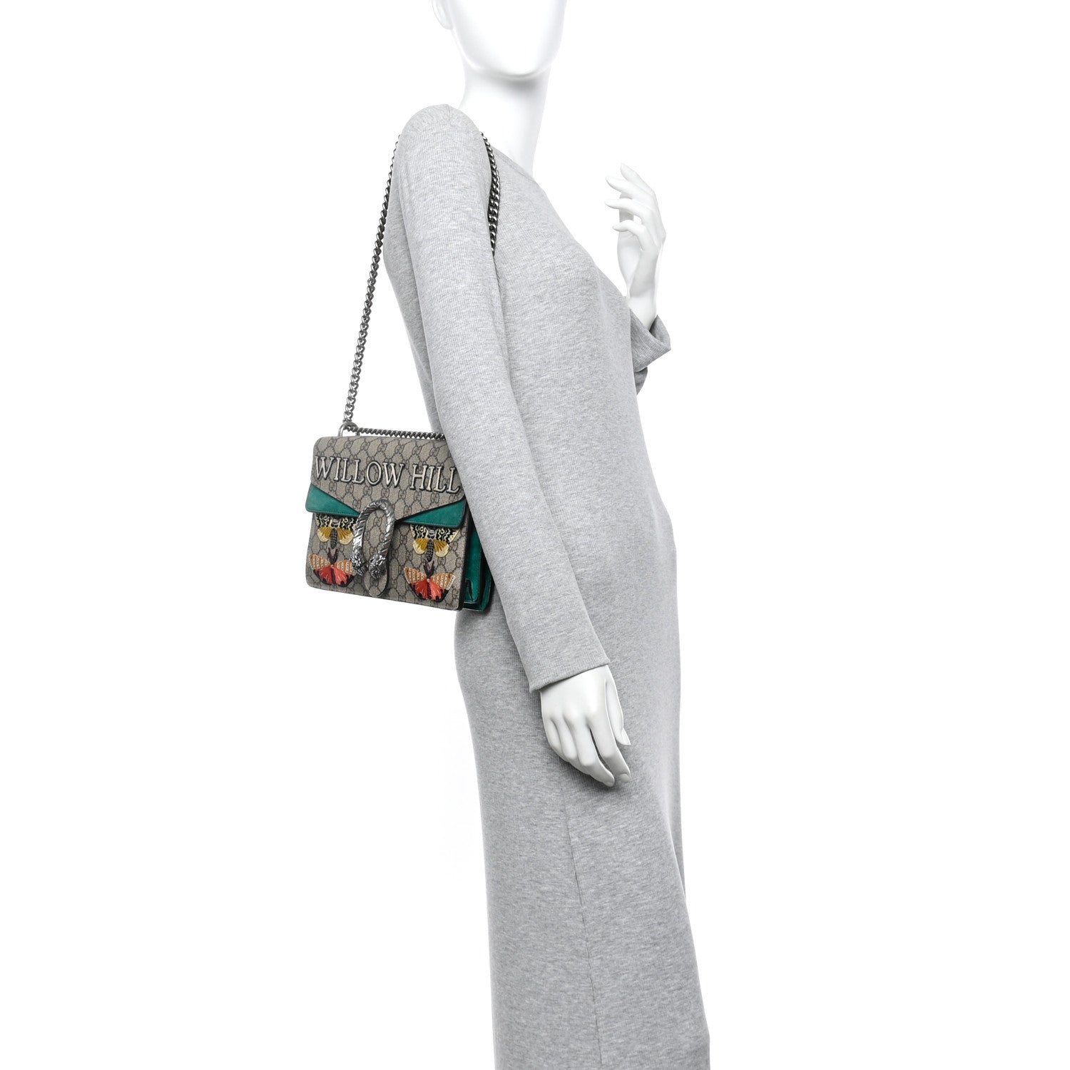 GG Supreme Monogram Willow Hill Embroidered Small Dionysus Shoulder Bag Emerald