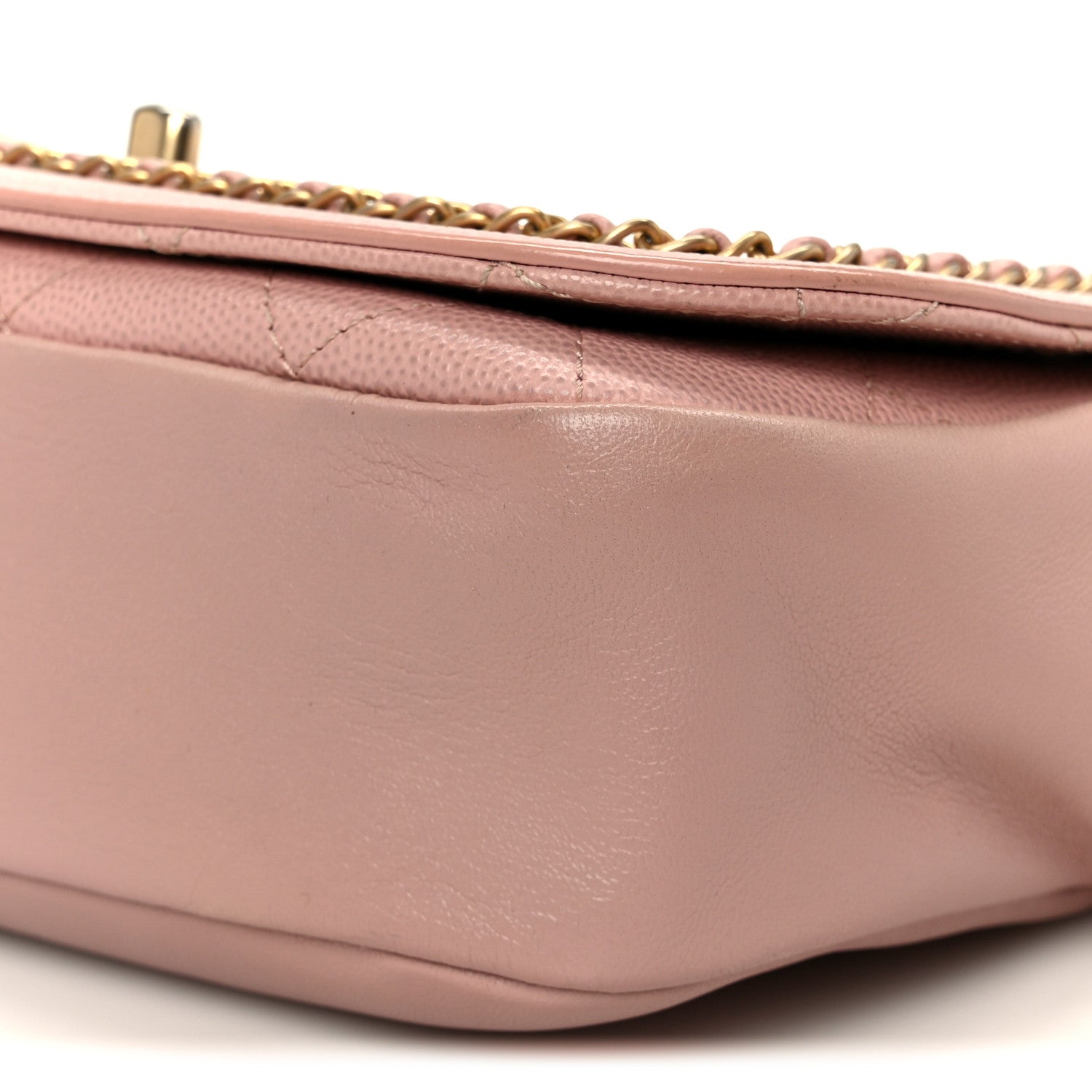 Lambskin Caviar Lovely Chains Flap Shoulder Bag Pink