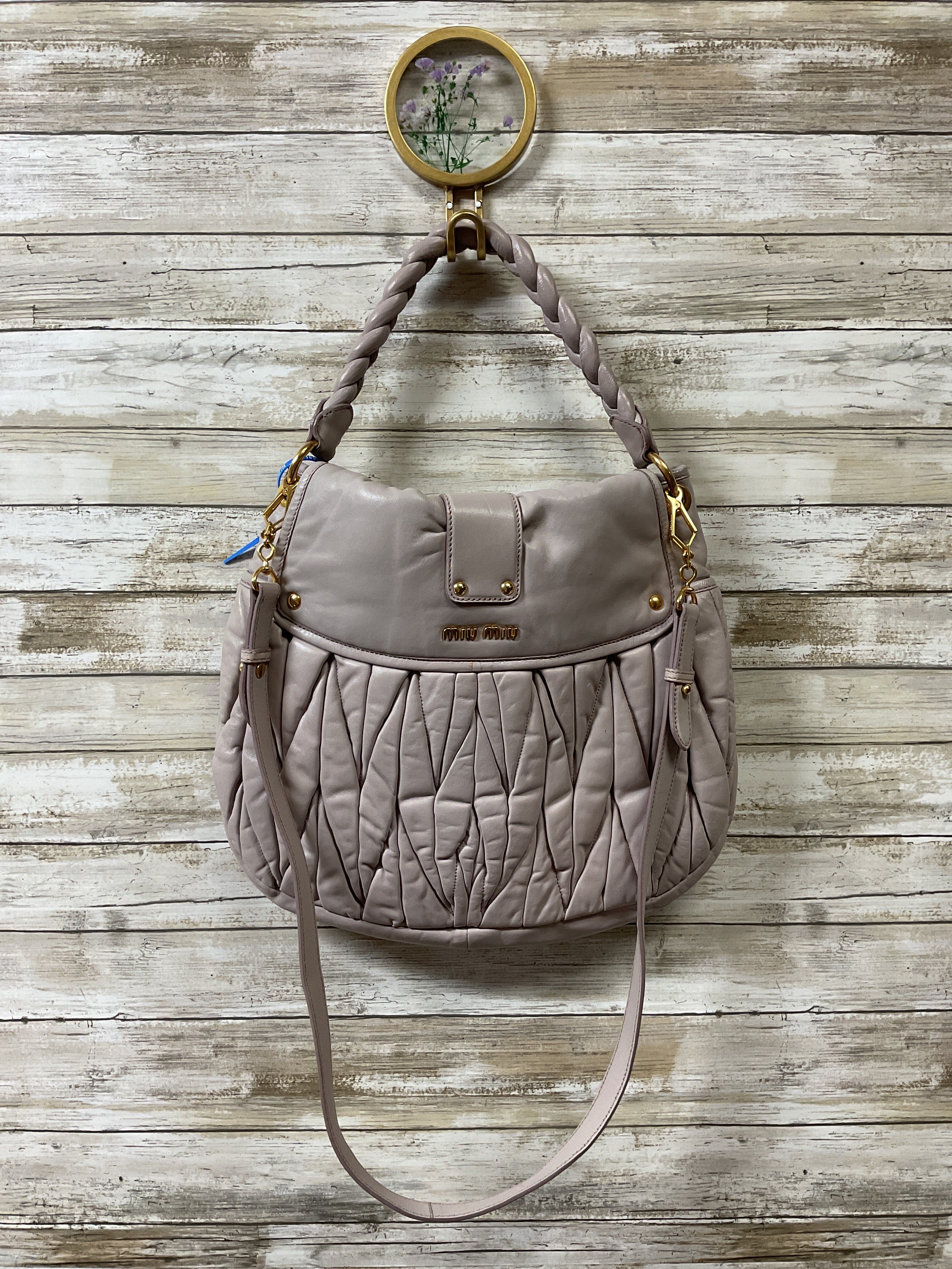 Handbag Luxury Designer By Miu Miu In Purple, Size:Large