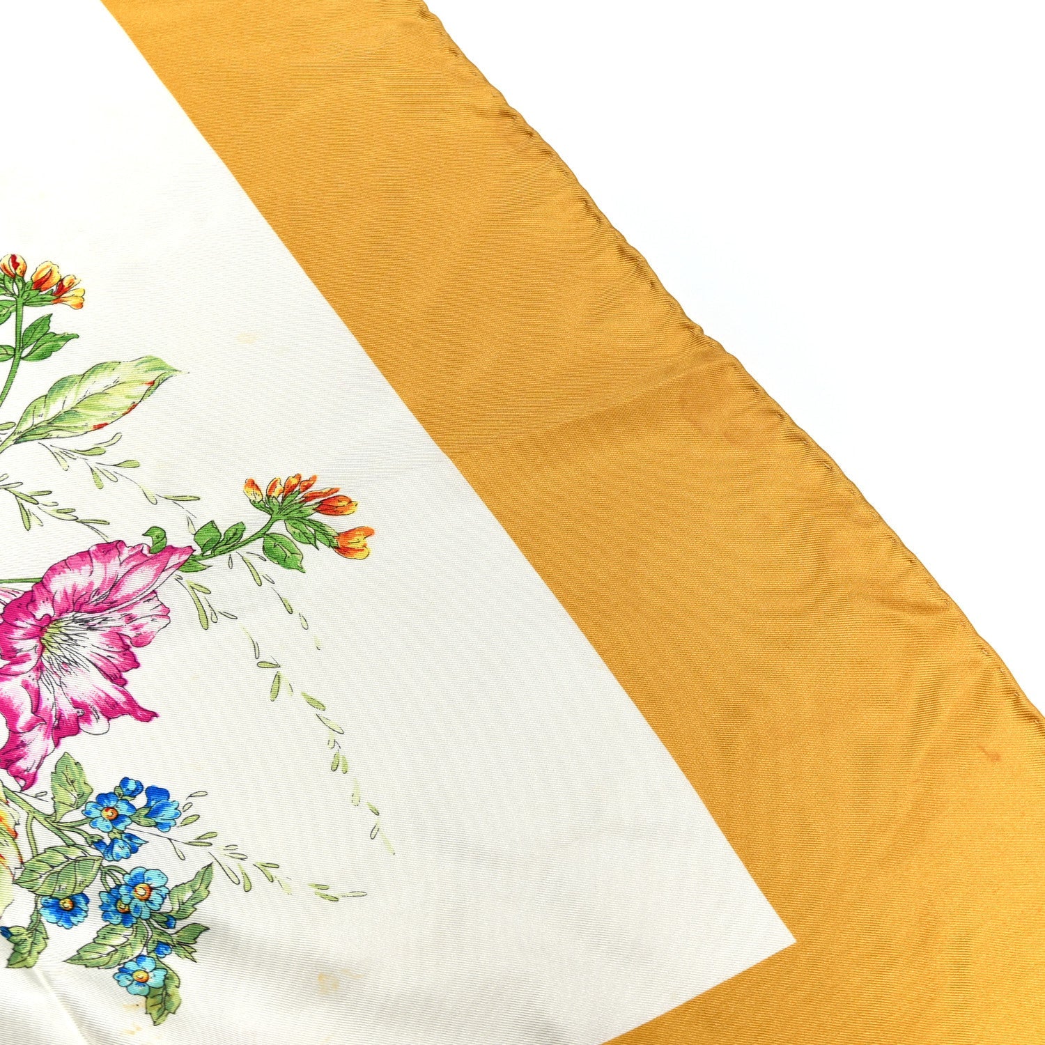 Silk Floral Print Square Scarf Yellow Multicolor