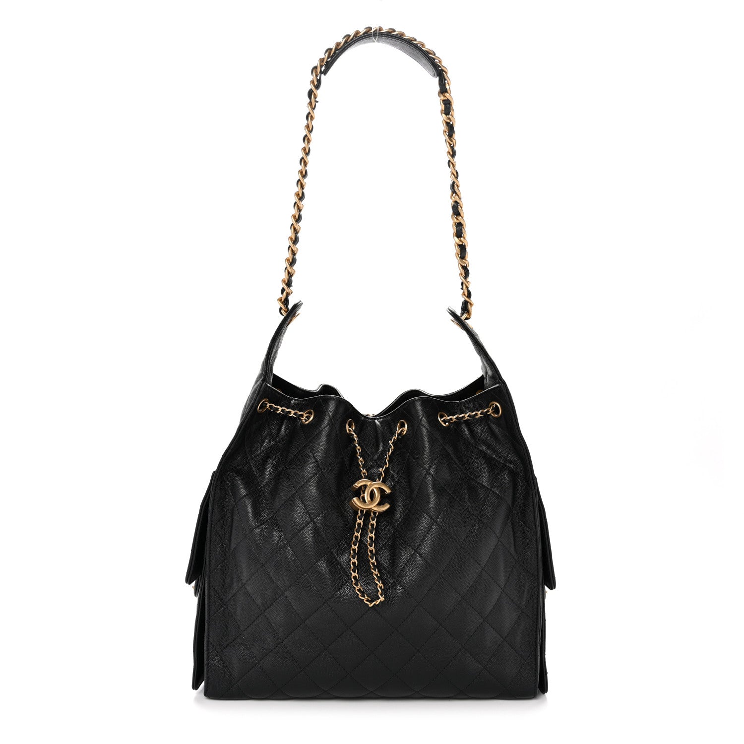 Caviar Quilted Medium Chanel 25 Handbag Black