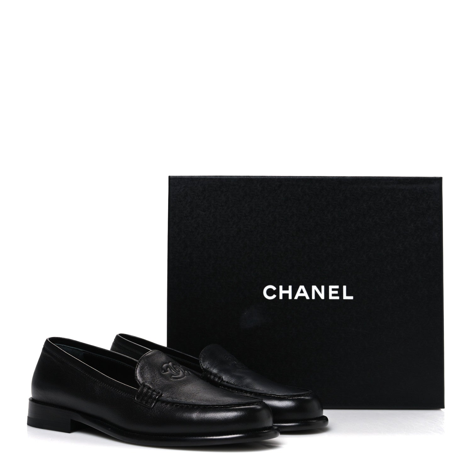 Lambskin CC Mocassin Loafers 38 Black