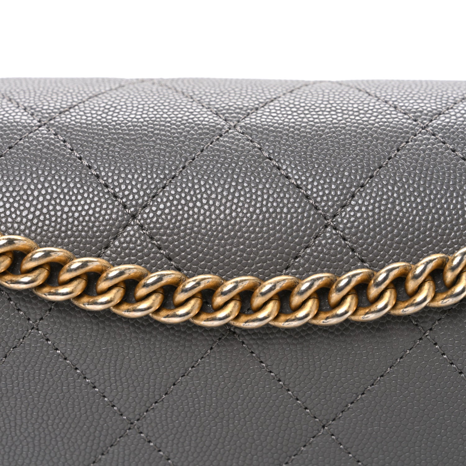 Caviar Suede Stitched Lady Coco Flap Grey