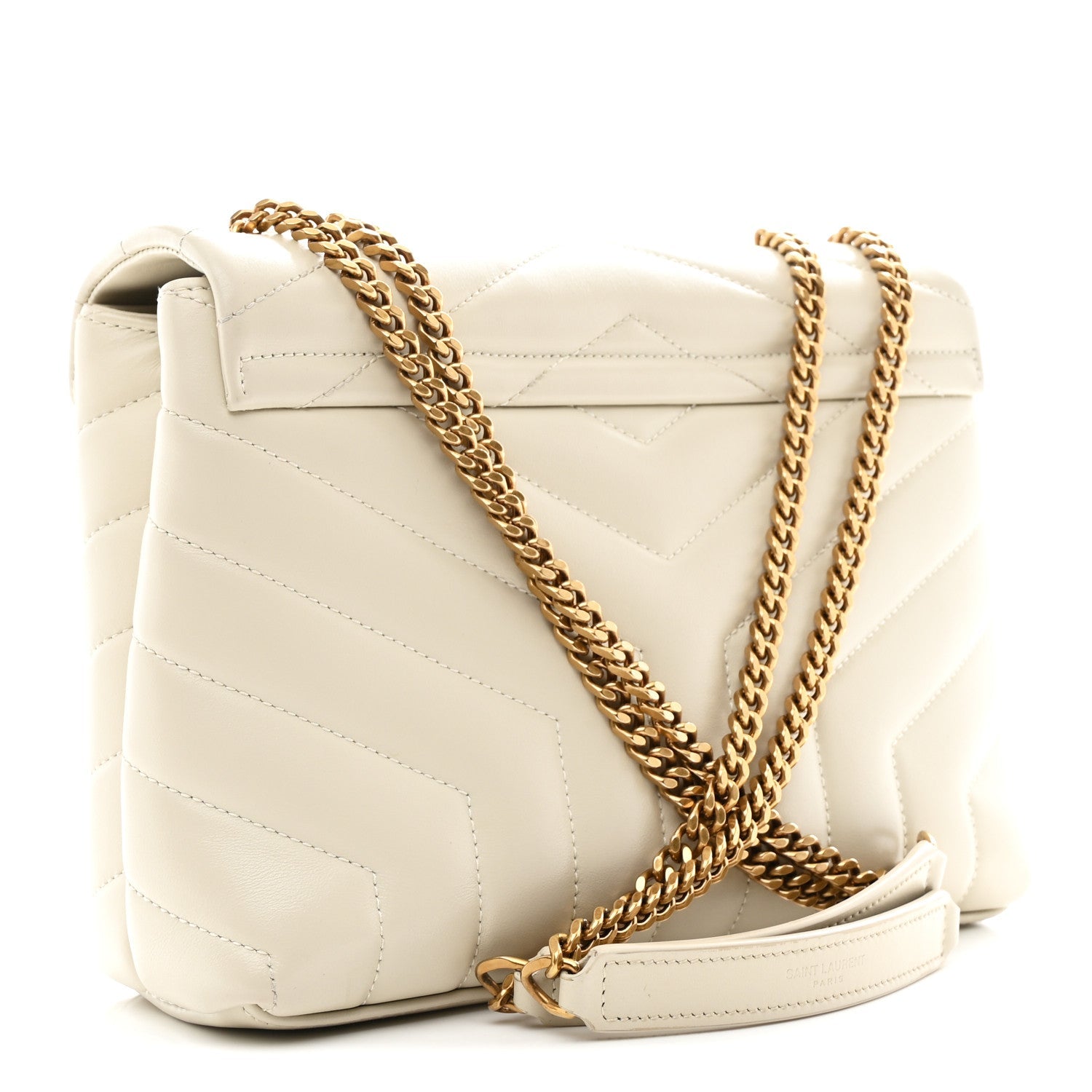 Calfskin Y Quilted Monogram Small Loulou Chain Satchel Ivory
