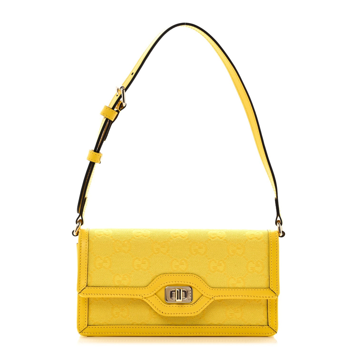 GG Monogram Textured Dollar Calfskin Mini Luce Shoulder Bag Yellow