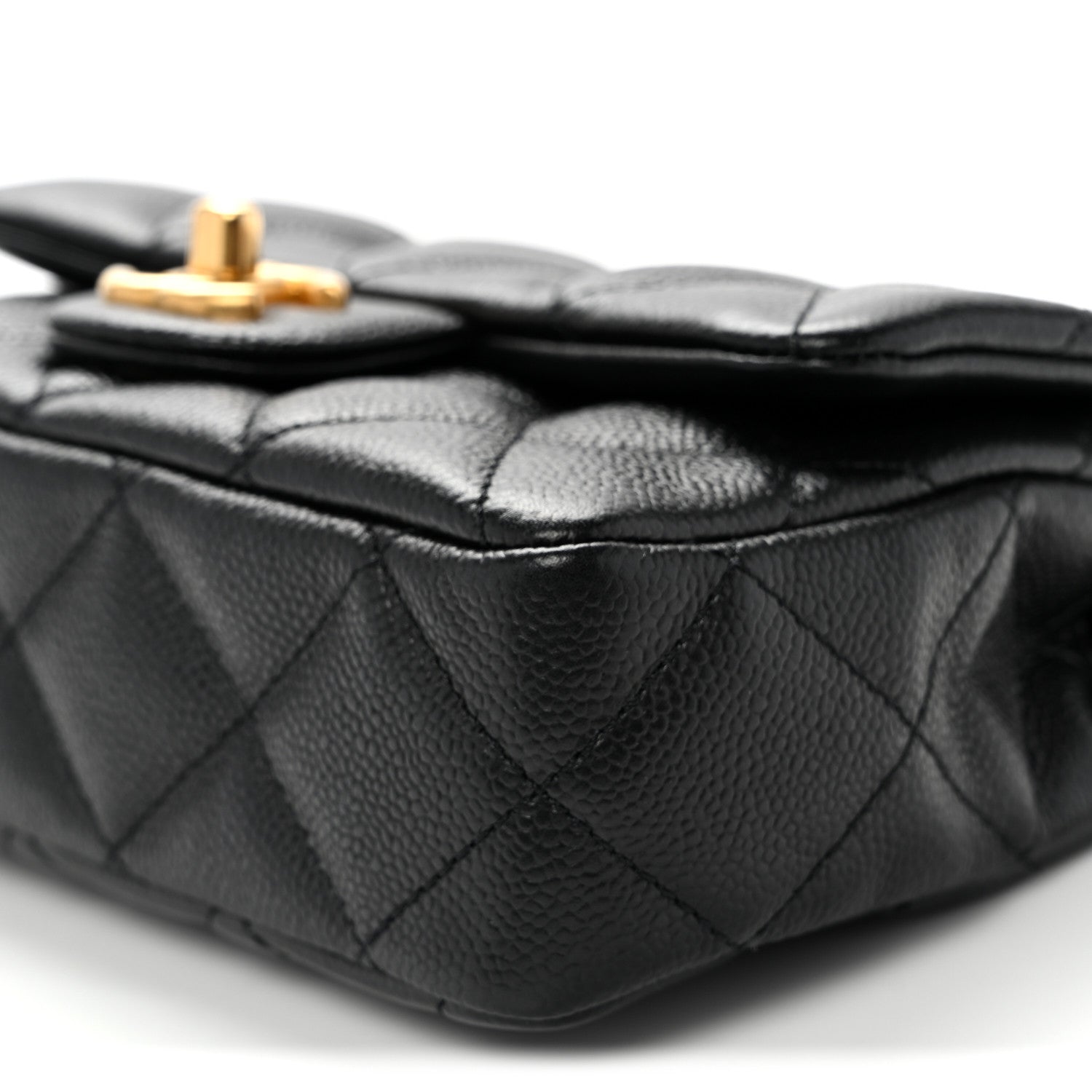 Caviar Quilted Mini Sweetheart Rectangular Flap Black