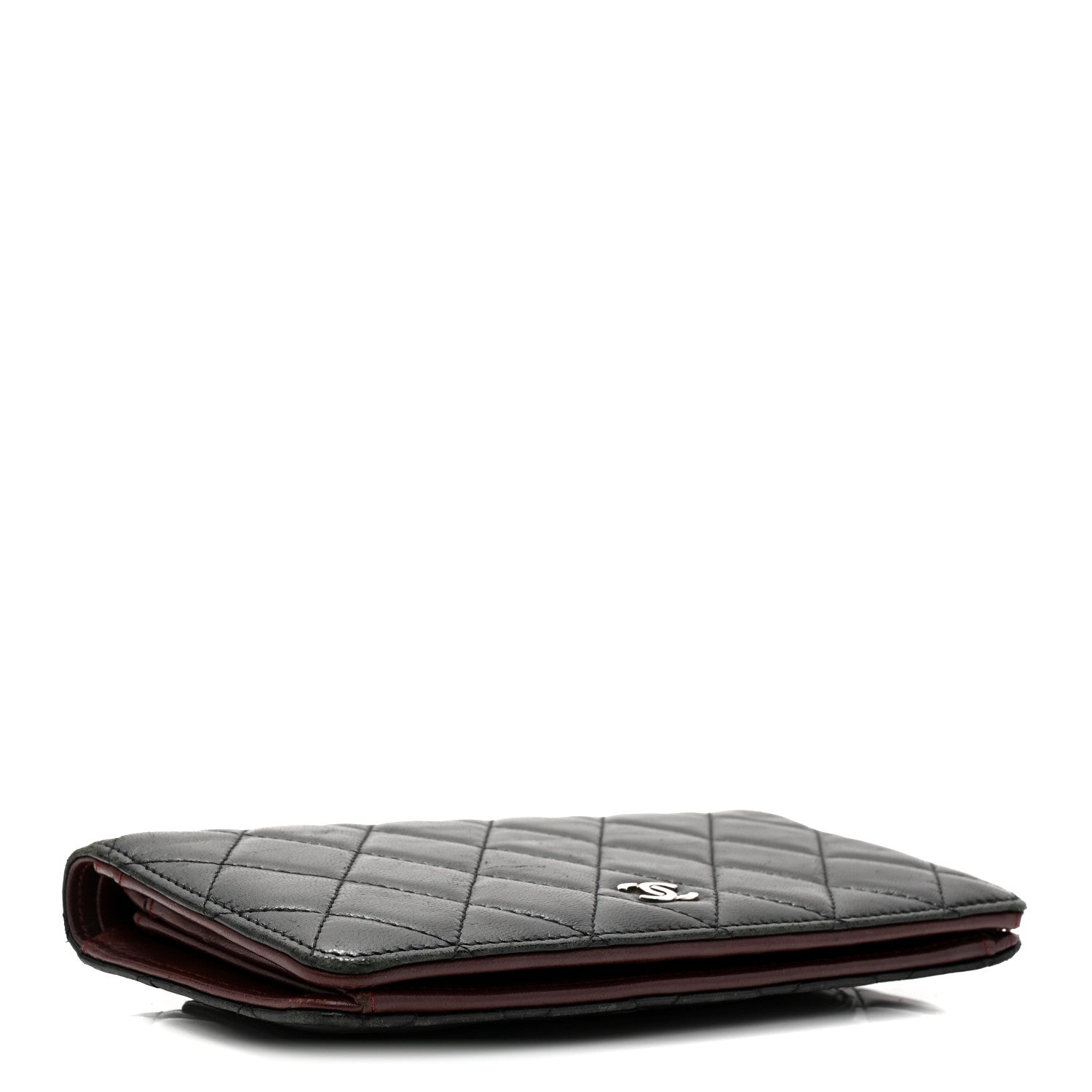 Lambskin Quilted Yen Wallet Black