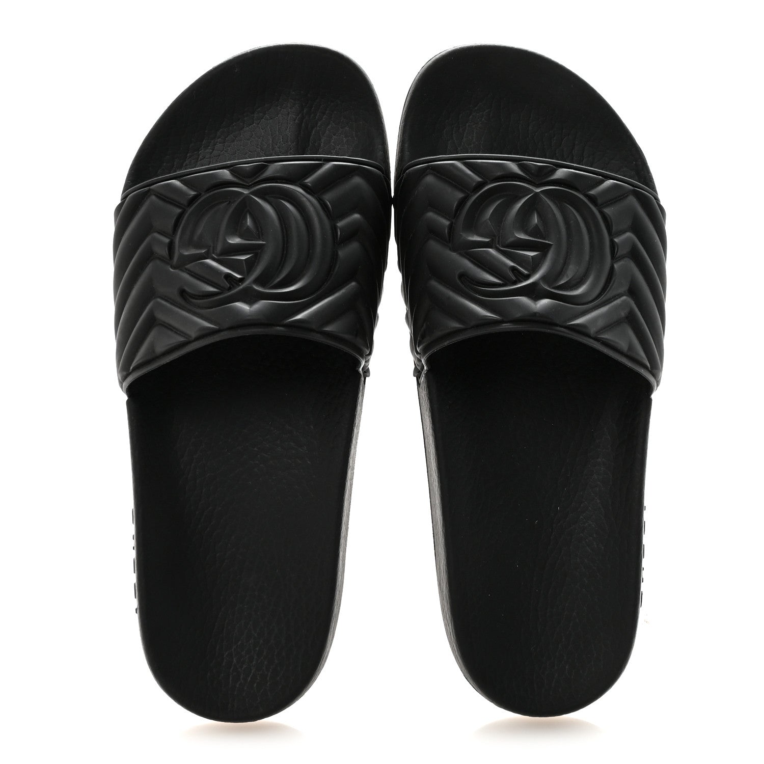 Rubber Matelasse Interlocking G Mens Slide Sandals 6 Black
