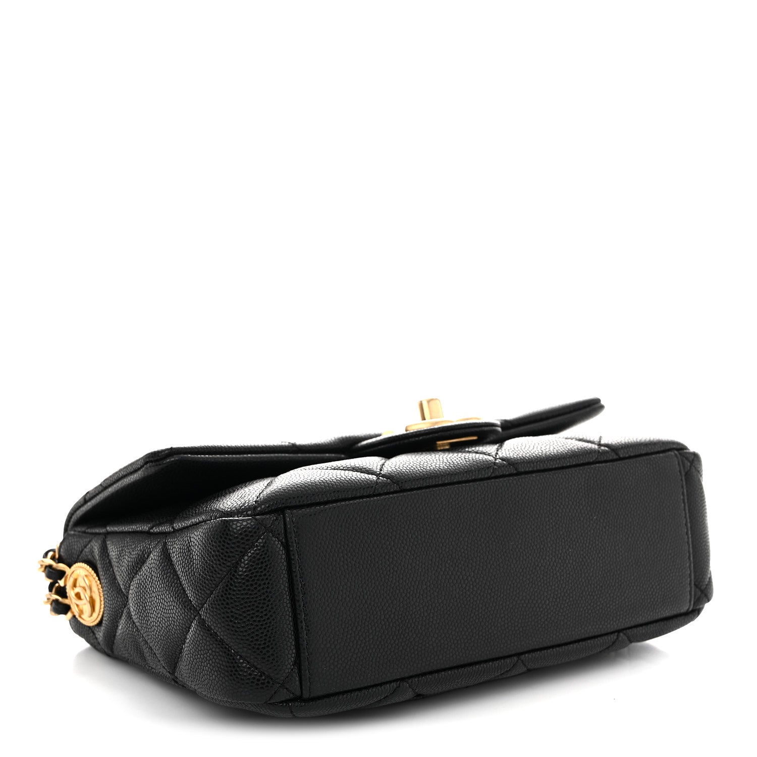 Caviar Quilted Small Twist Your Buttons Flap Black