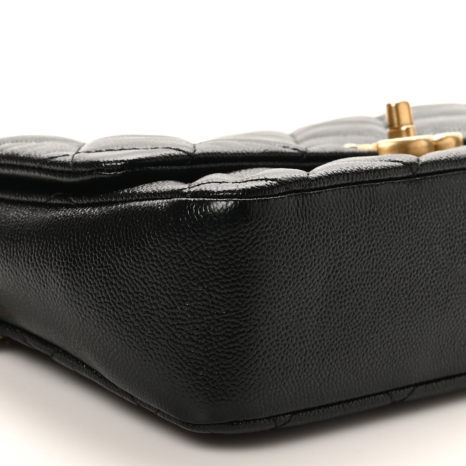 Shiny Caviar Quilted Large Chain Melody Flap Black