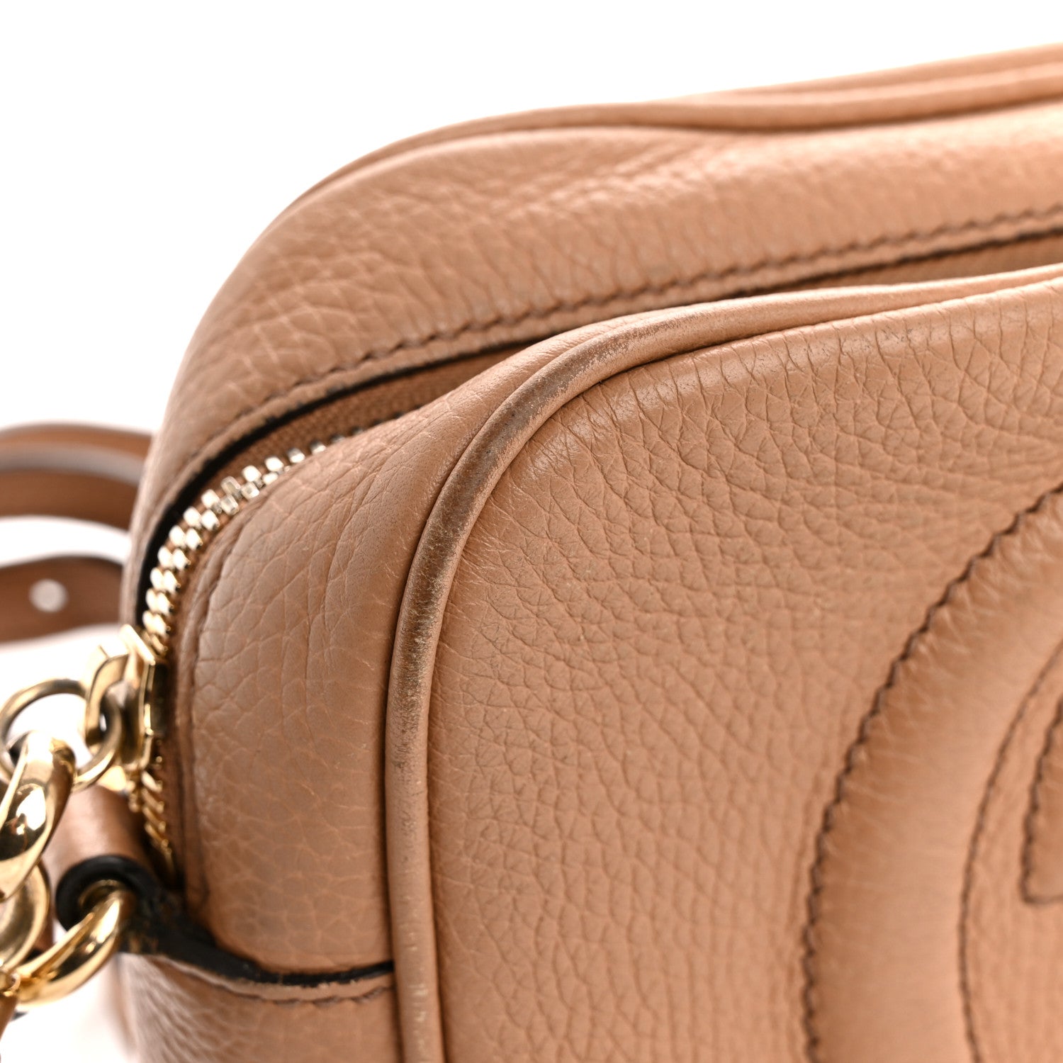 Pebbled Calfskin Small Soho Disco Bag Rose Beige
