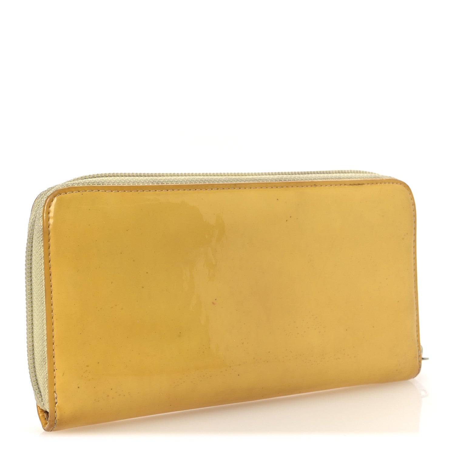 Patent Large Gusset CC Zip Wallet Yellow