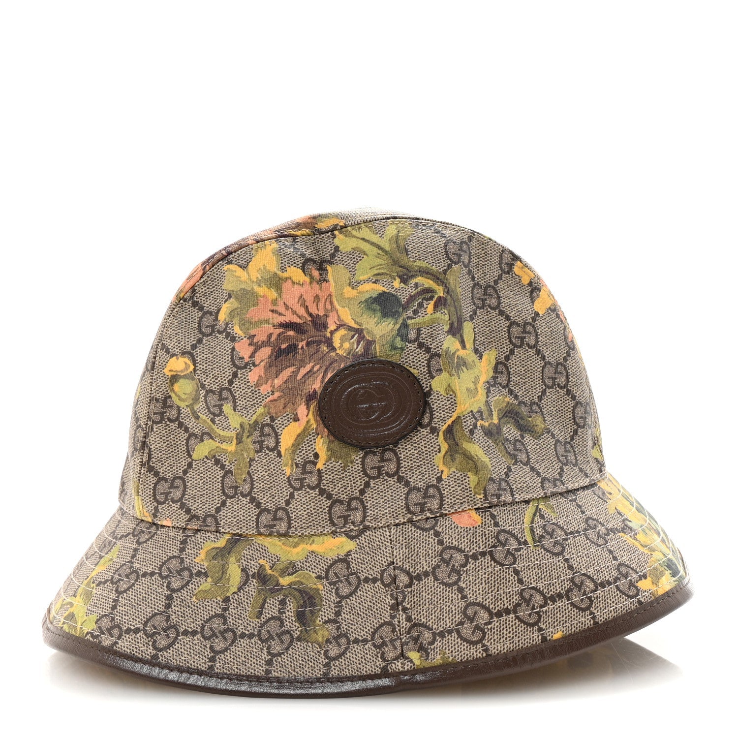 GG Supreme Monogram Azalea Calfskin Dusty Carnation Retro Interlocking G Bucket Hat S Beige Ebony Multicolor