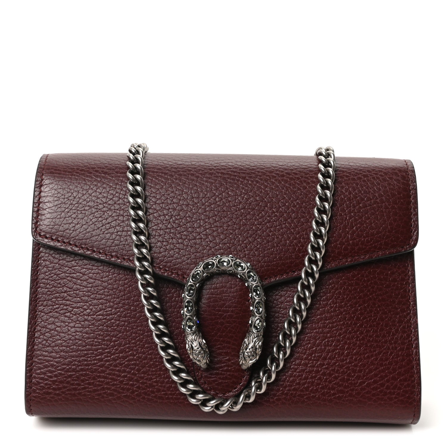 Dollar Calfskin Crystal Mini Dionysus Chain Wallet Vintage Bordeaux