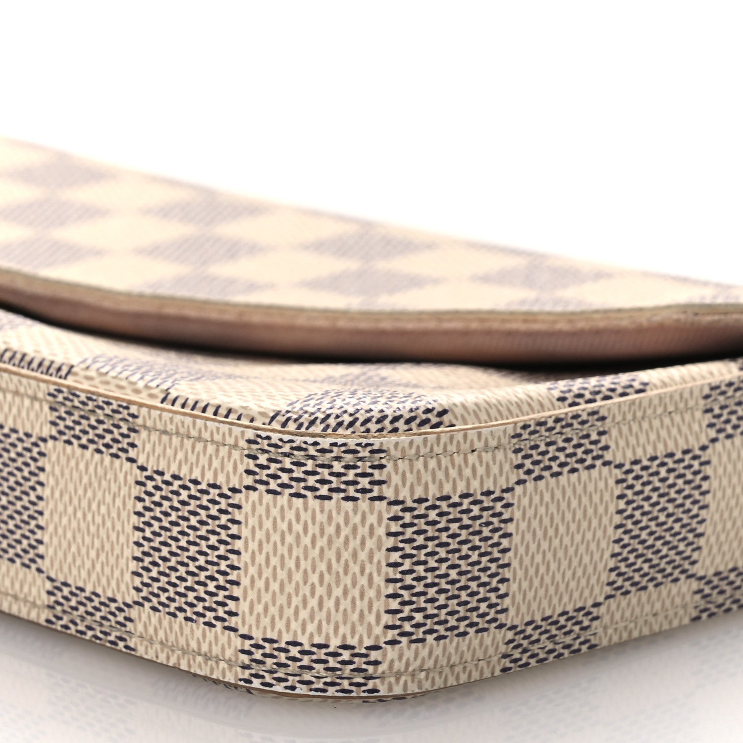 Damier Azur Pochette Felicie Chain Wallet Rose Ballerine