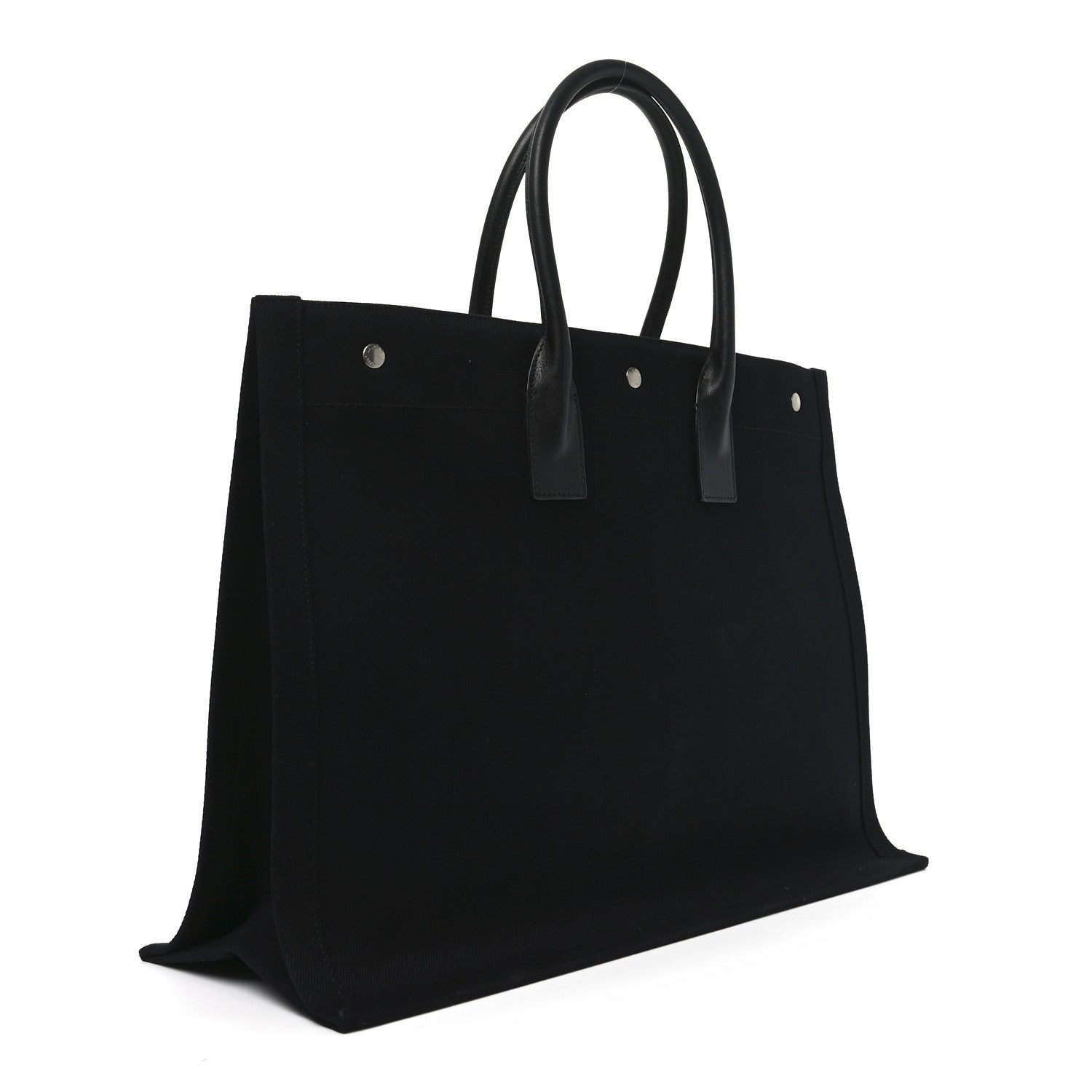 Linen Calfskin Rive Gauche Tote Black