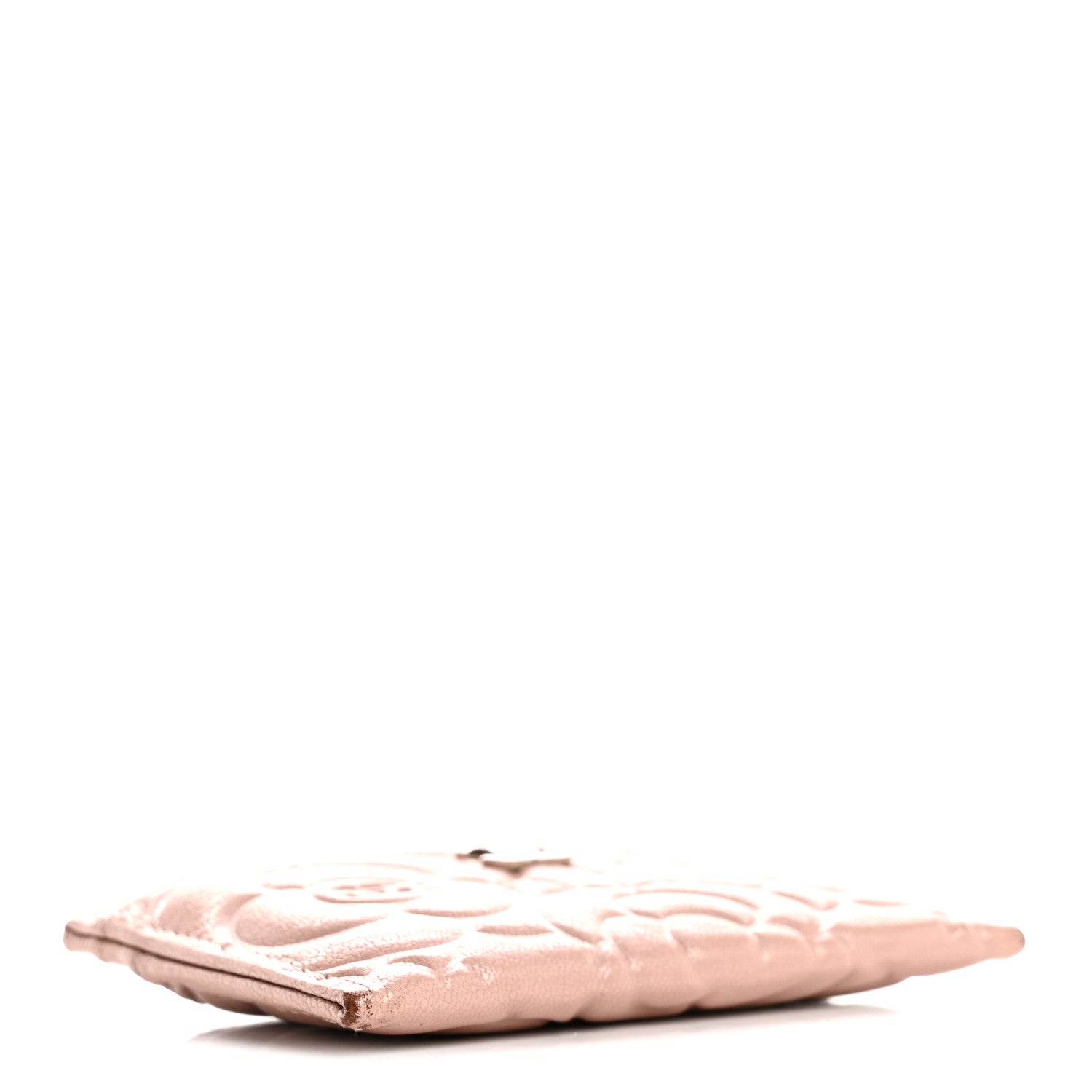 Goatskin Camellia Embossed Card Holder Light Pink