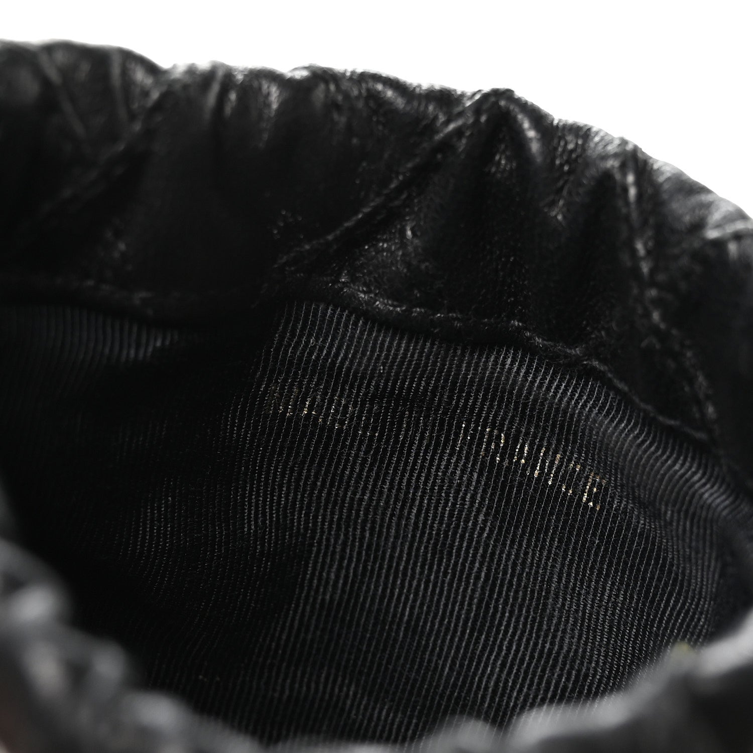 Calfskin Quilted Drawstring Pouch Black
