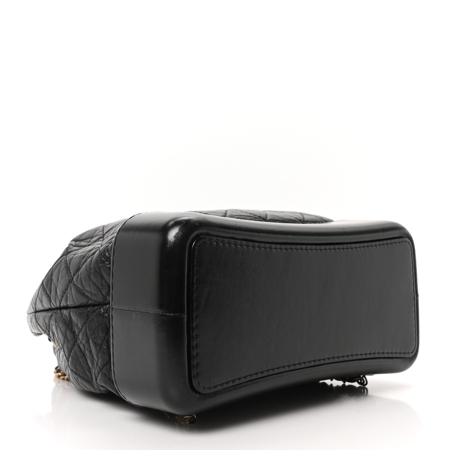 Aged Calfskin Quilted Gabrielle Backpack Black