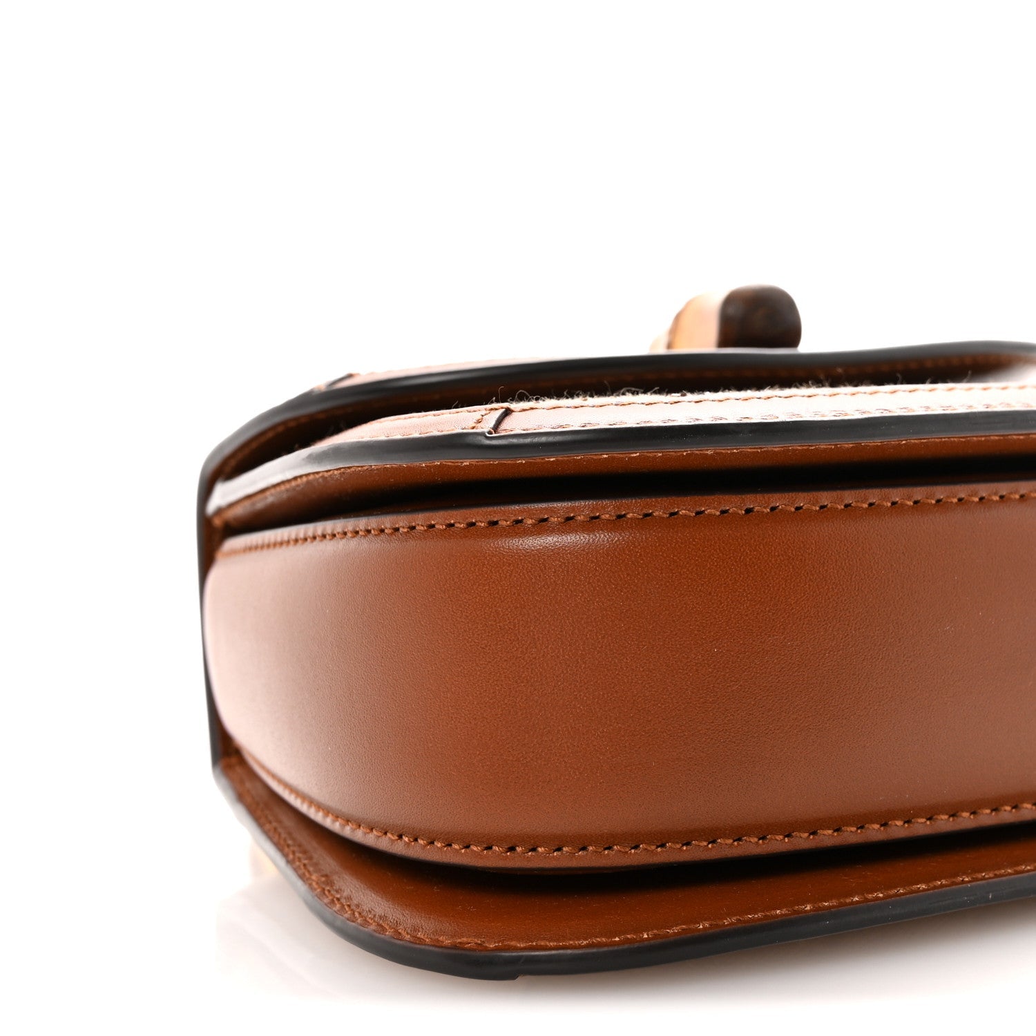 New Canvas Charisma Calfskin Crystal GG Monogram Small Bamboo 1947 Top Handle Bag Camel Ebony