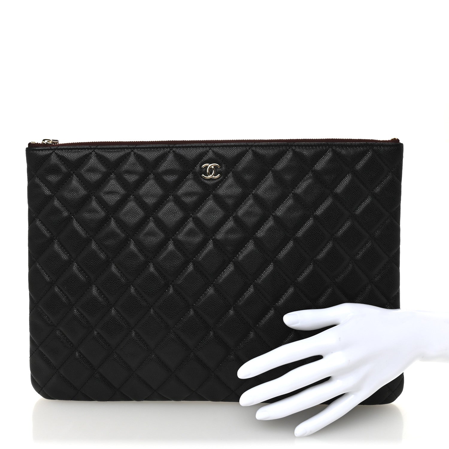 Caviar Quilted Large Cosmetic Case Black