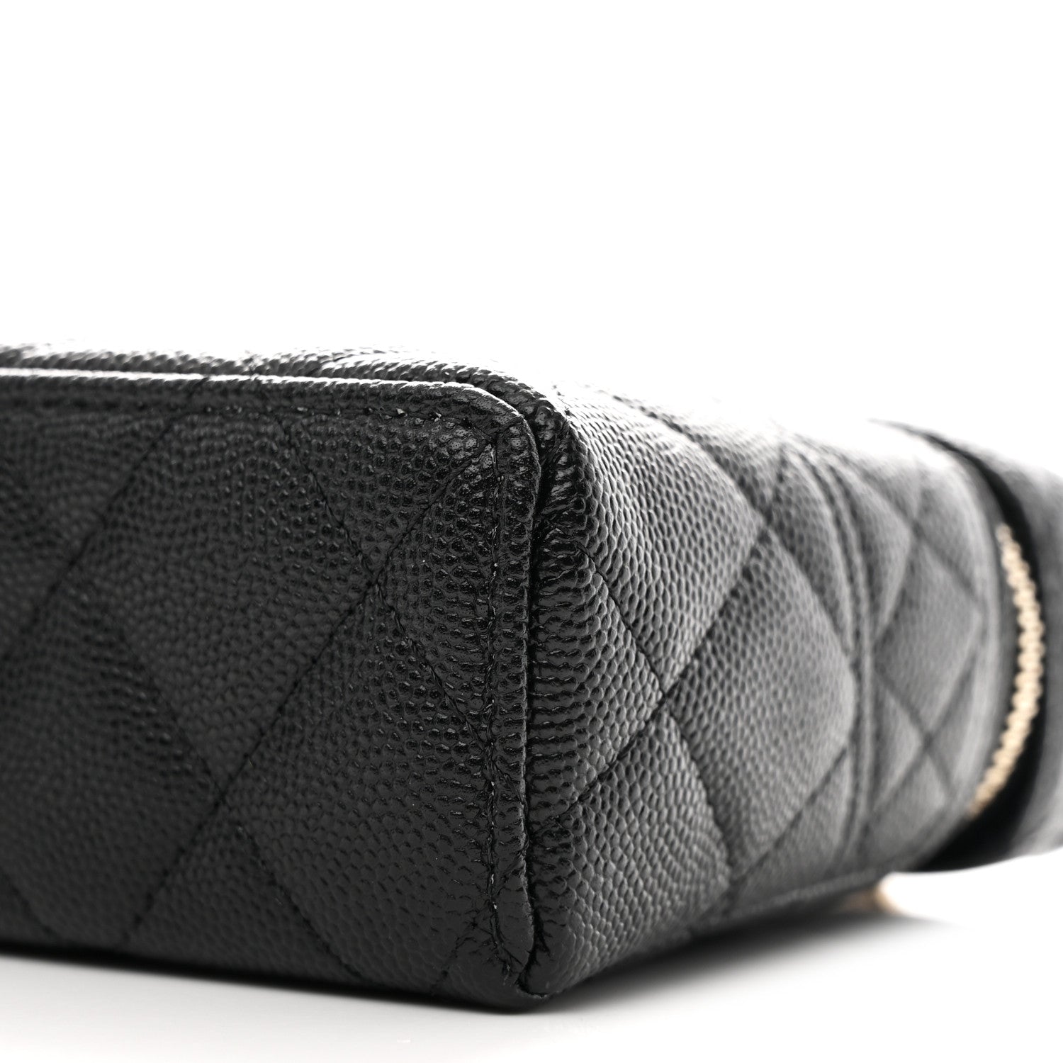 Caviar Quilted Trendy Handle Slim Vanity Black