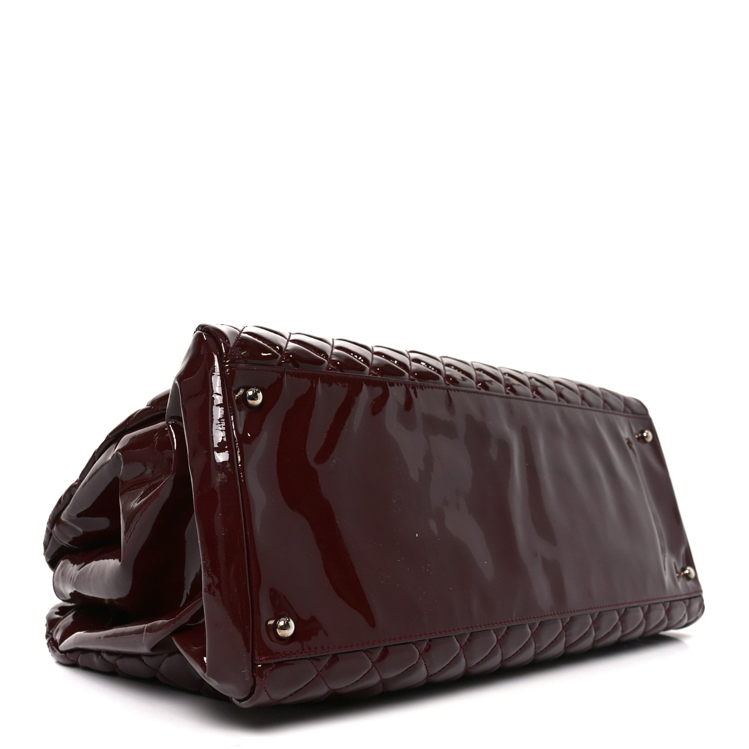 Patent Quilted Large Just Mademoiselle Bowling Bag Plum
