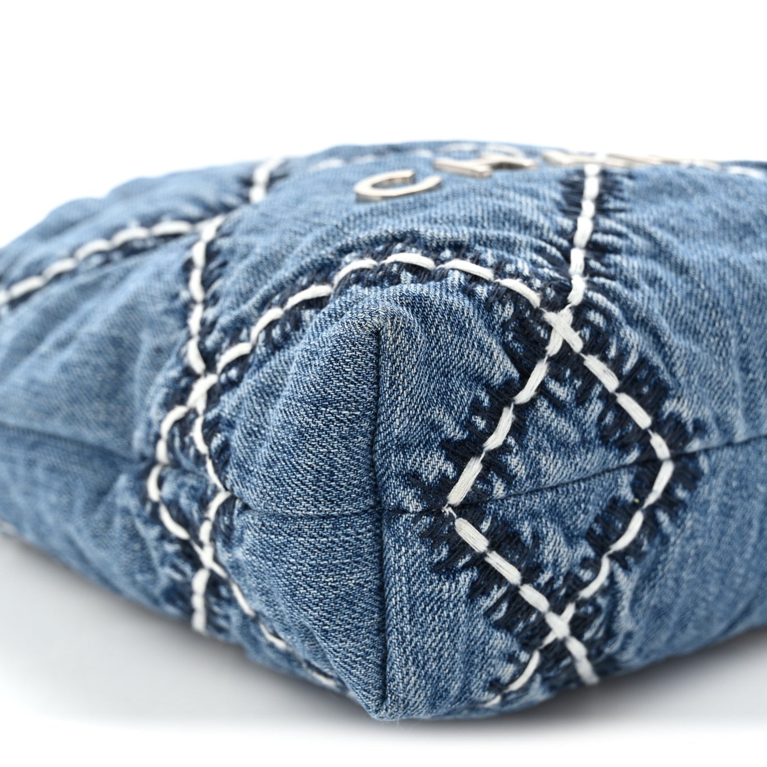 Denim Stitched Quilted Mini Chanel 22 Blue