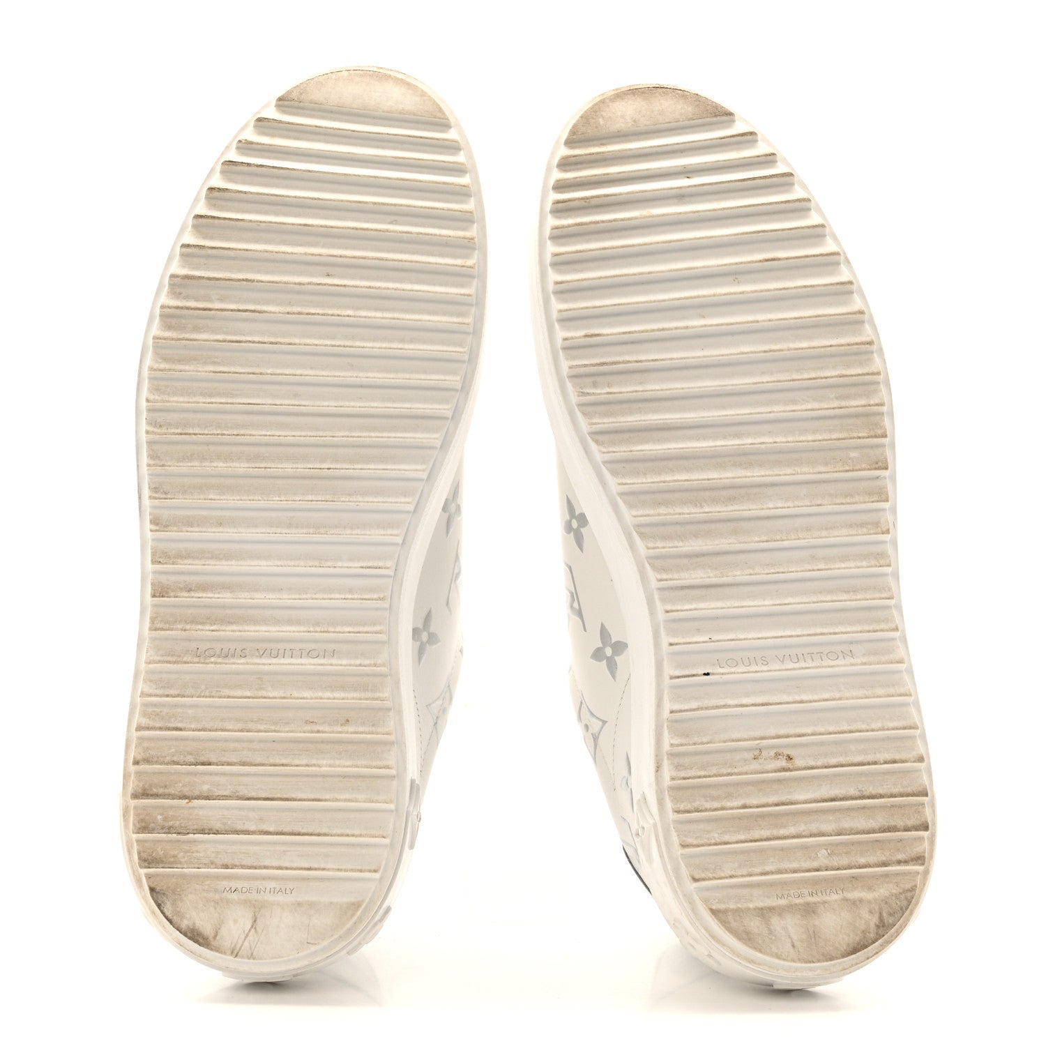 Calfskin Monogram Debossed Time Out Sneakers 38 White Silver