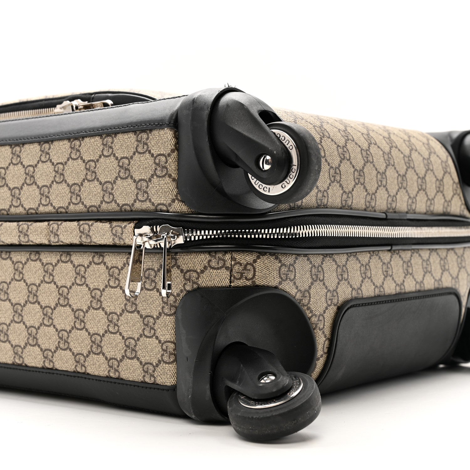GG Supreme Monogram Calfskin Carry On Trolley Beige Ebony Black