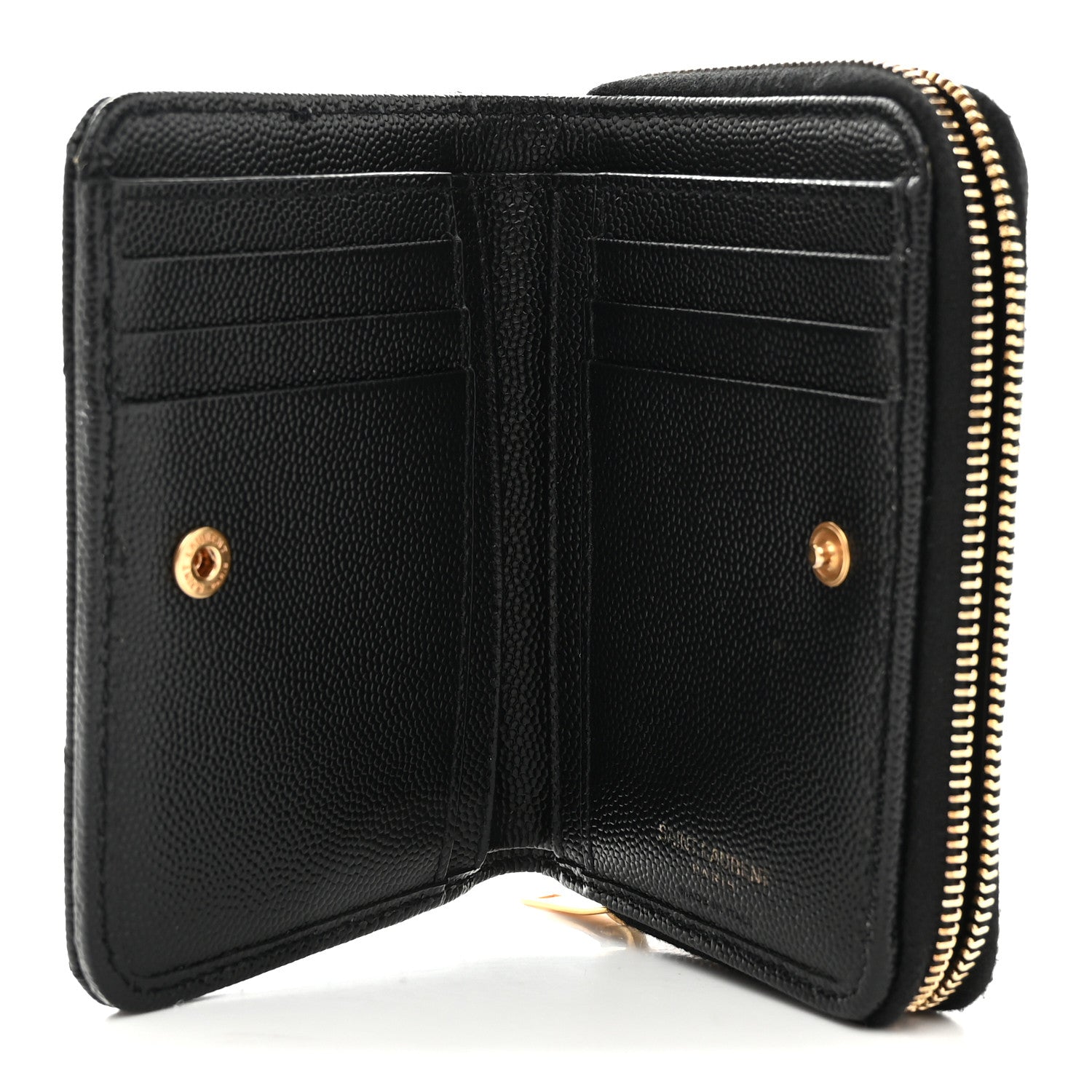 Grain De Poudre Matelasse Chevron Monogram Compact Zip Around Wallet Black