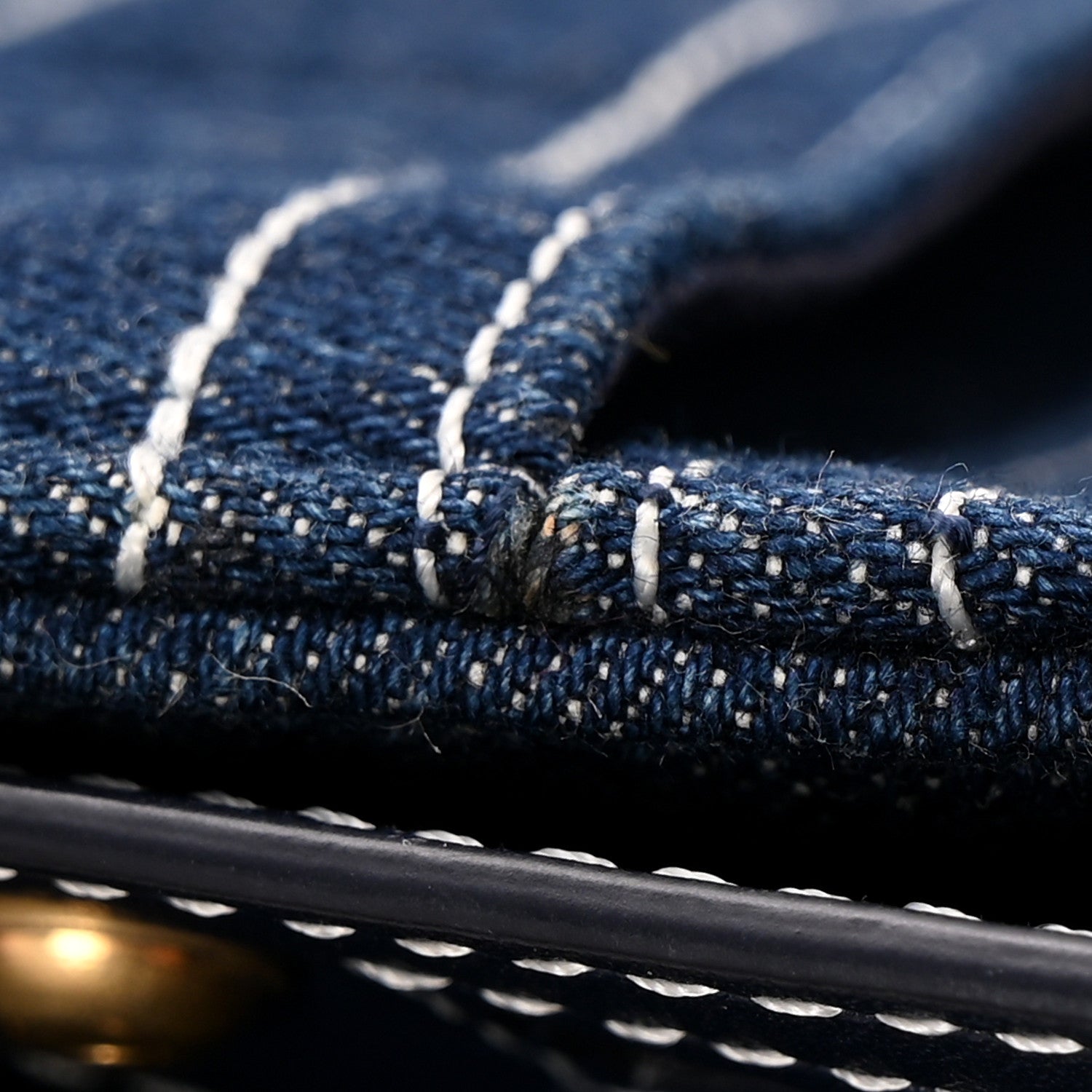 Denim Quilted Zipped Pouch Blue