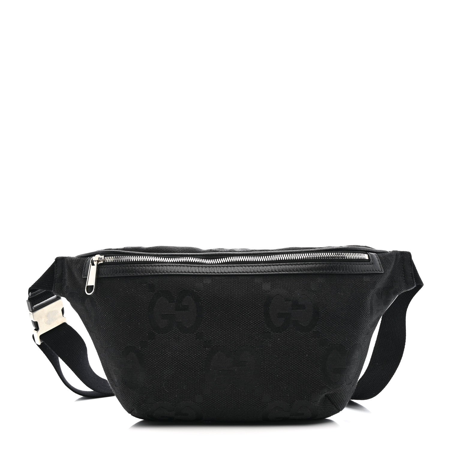 Monogram Jumbo GG Textured Dollar Calfskin Web Belt Bag Black