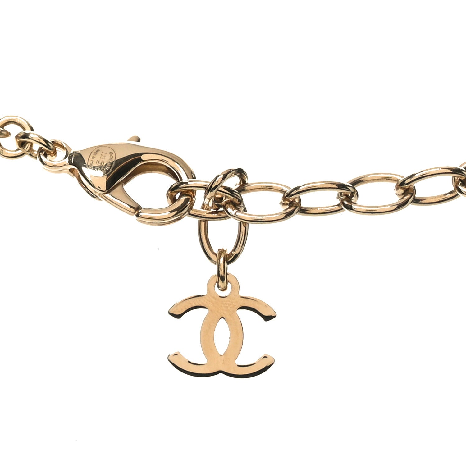 Metal Crystal Pearl CC Camellia Choker Necklace Gold