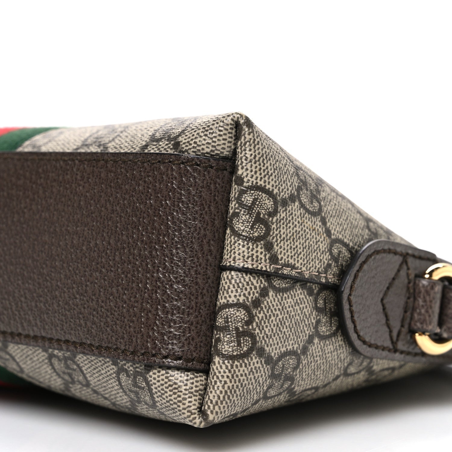 GG Supreme Monogram Textured Dollar Calfskin Web Small Ophidia Dome Shoulder Bag Beige Ebony New Acero