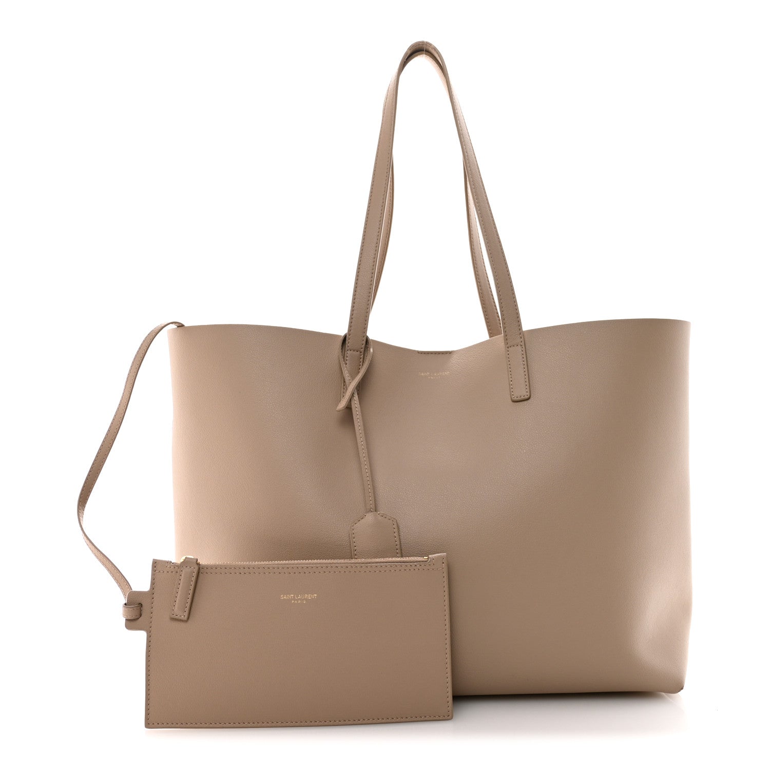 Calfskin Large Shopping Tote Dark Beige
