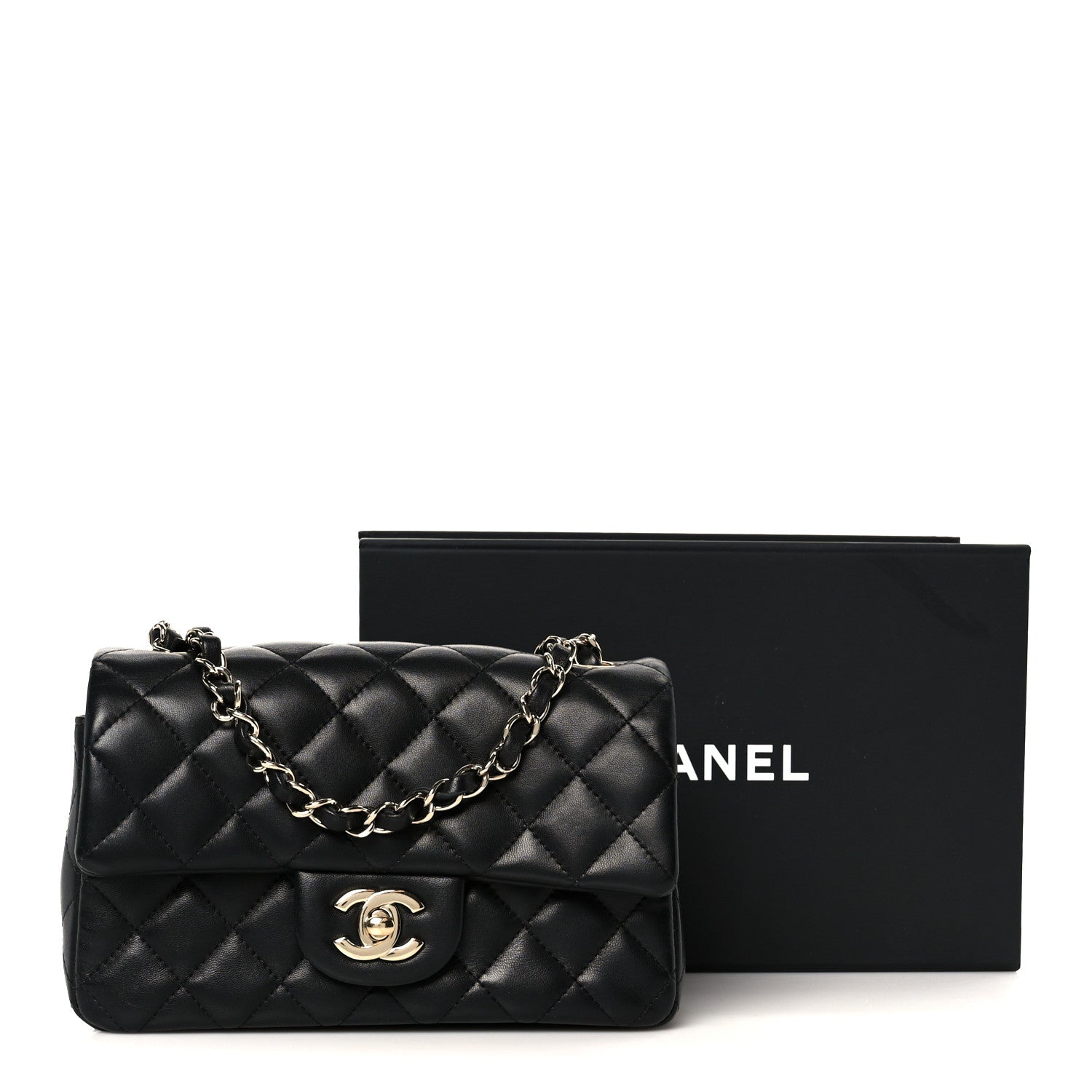 Lambskin Quilted Mini Rectangular Flap Black