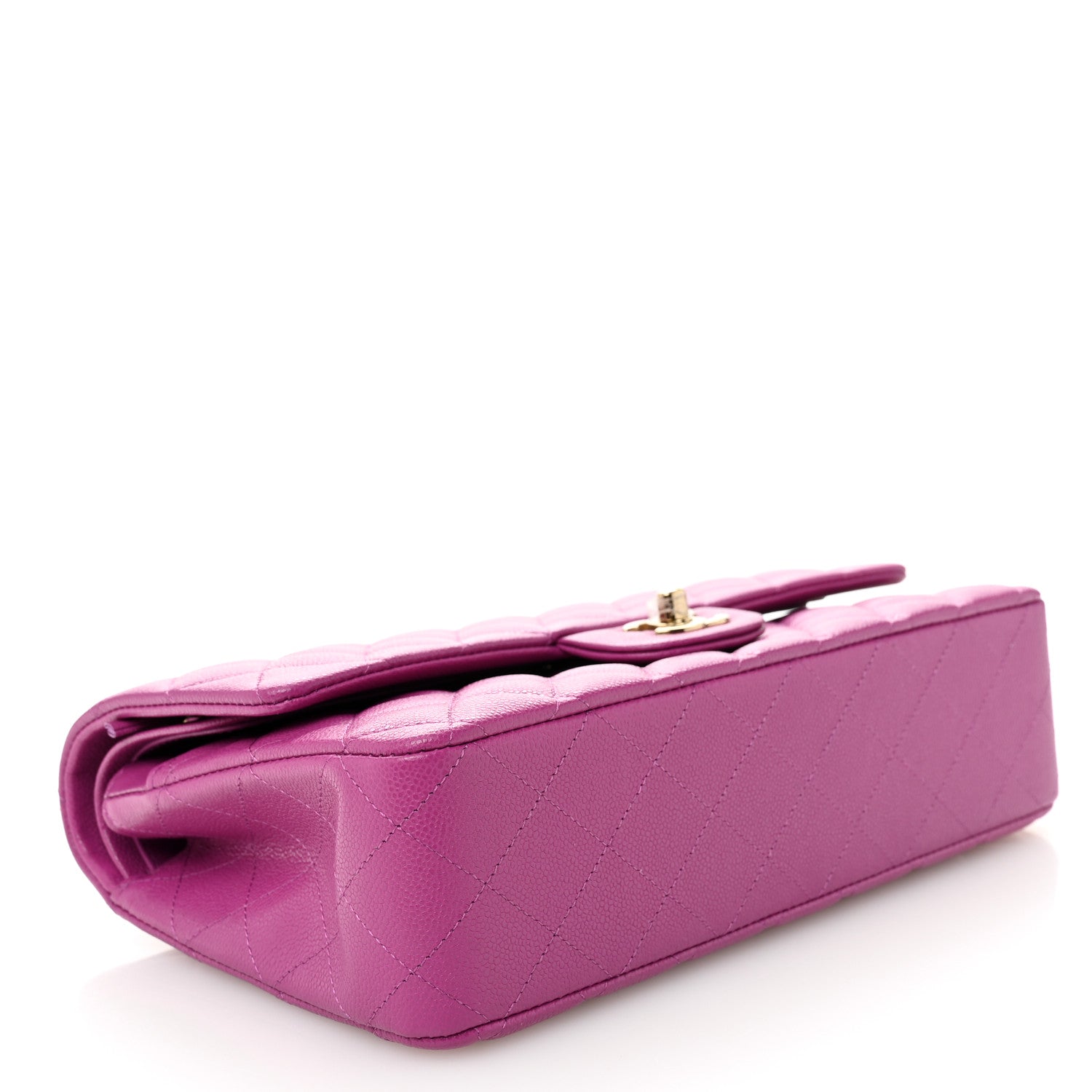 Caviar Quilted Medium Double Flap Purple