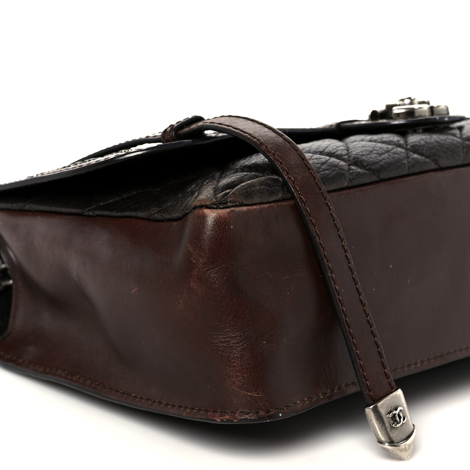 Calfskin Lambskin Studded Paris Dallas Texan Flap Brown Black