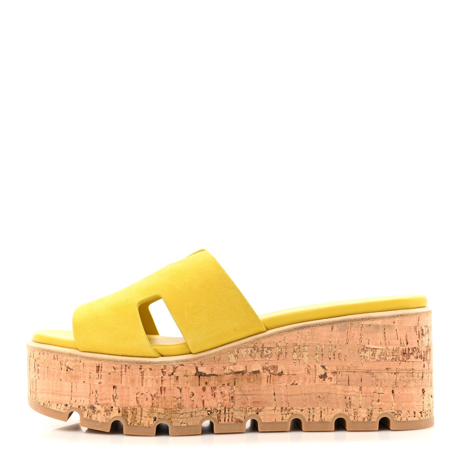 Suede Goatskin Cork Eze 30 Sandals 39 Jaune Citron