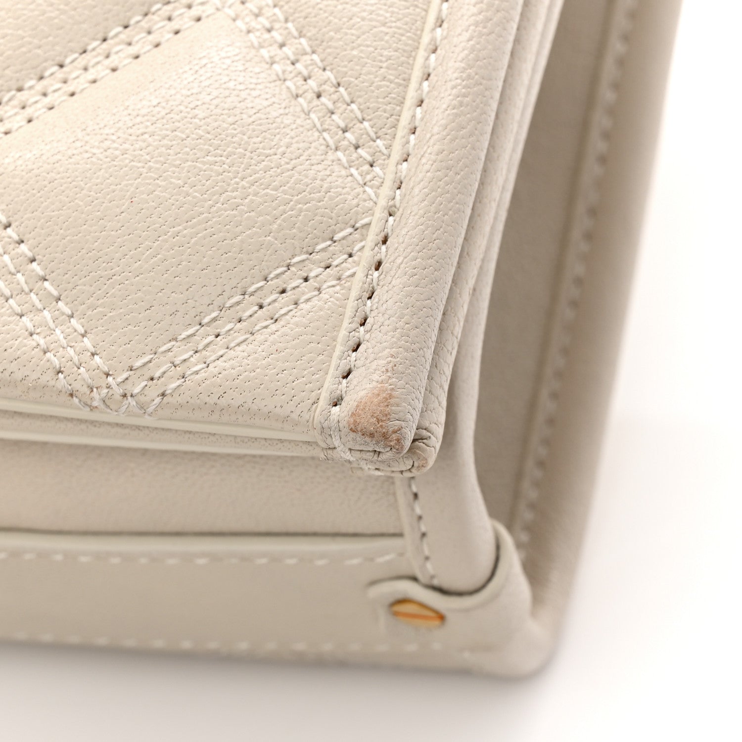 Lambskin Quilted Mini Becky Chain Bag Crema Soft