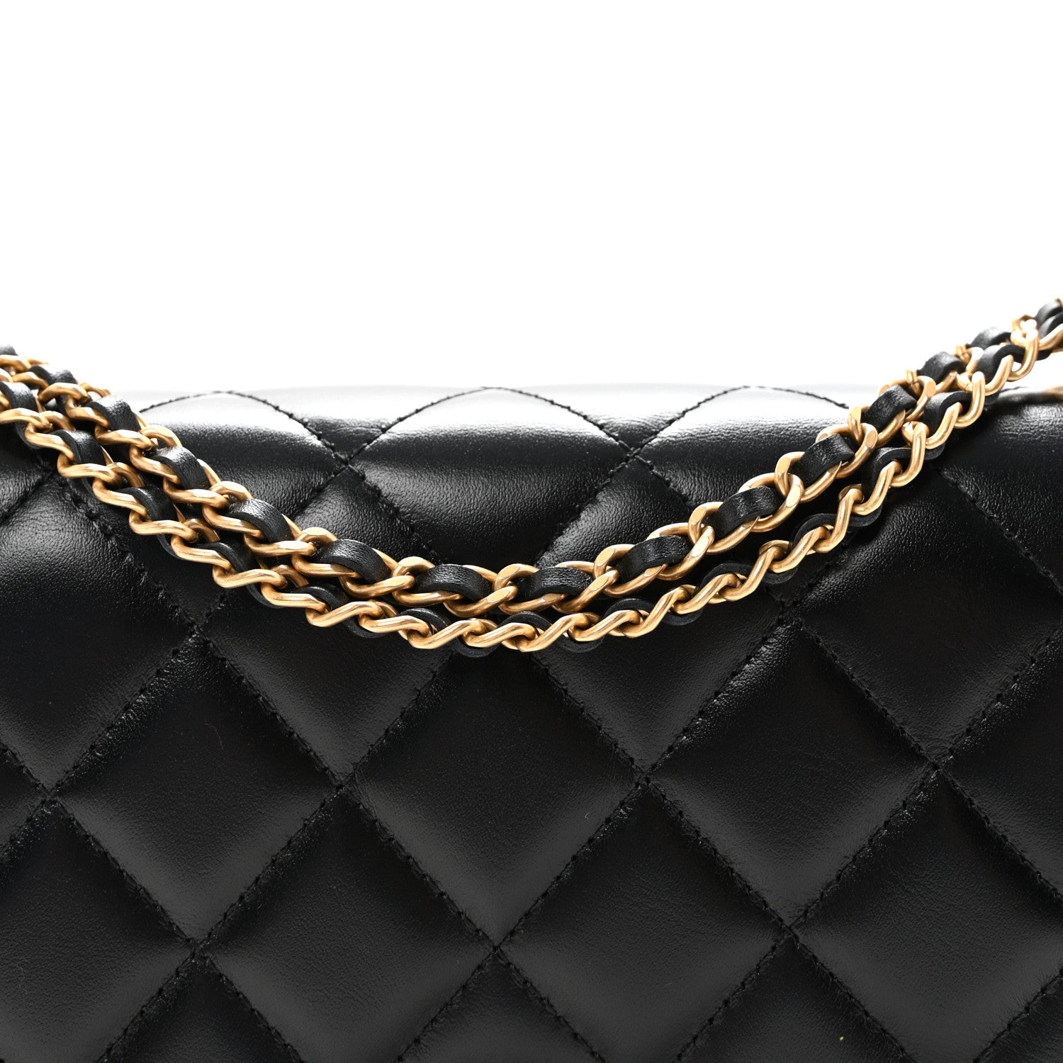 Calfskin Quilted Perfect Fit Wallet On Chain WOC Black