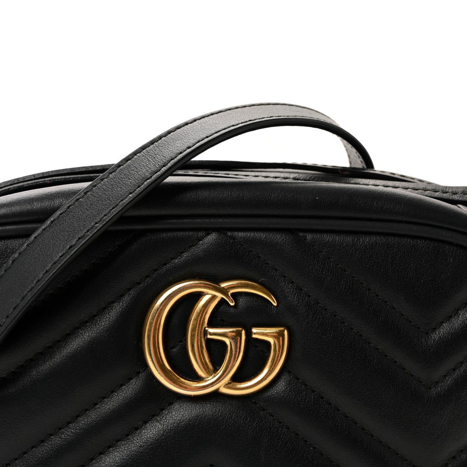Calfskin Matelasse Mini GG Marmont Chain Shoulder Bag Black