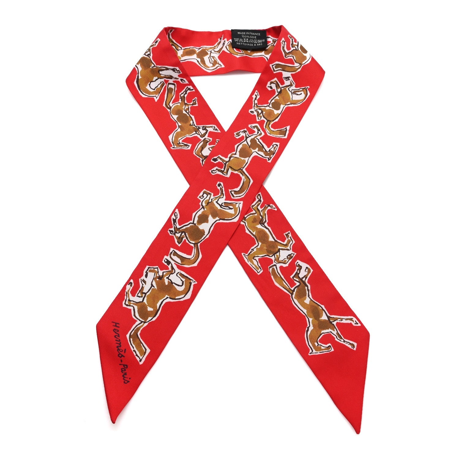 Silk Chevaux En Liberte Twilly Rouge Caramel White