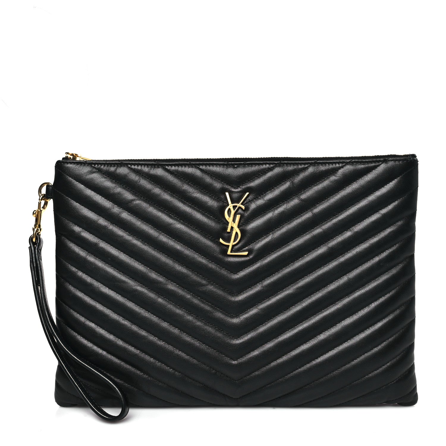 Calfskin Matelasse Monogram Cassandre Tablet Pouch Black