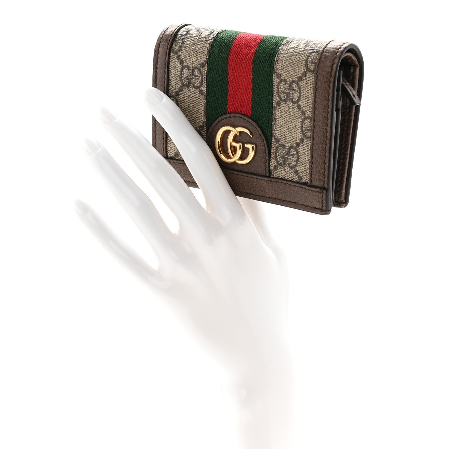 GG Supreme Monogram Web Ophidia Card Case Beige New Acero